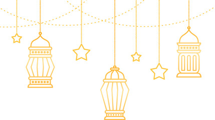 Hanging gold Islamic lantern decoration for Ramadan Kareem Islamic festival