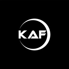 KAF letter logo design with black background in illustrator, cube logo, vector logo, modern alphabet font overlap style. calligraphy designs for logo, Poster, Invitation, etc.