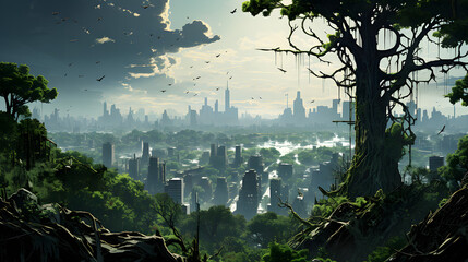 Reclaimed by Nature, Post-Apocalyptic Cityscape