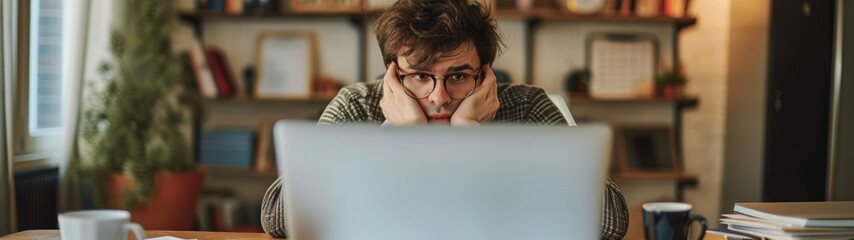 A frustrated individual looking at a laptop screen with tax software on it