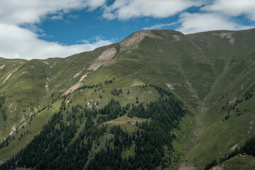 Fototapeta premium The green slopes of the Alpine mountain in Summer