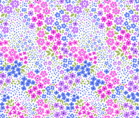 Cute floral pattern with small chamomile flowers. Seamless vector for textile, wallpaper, covers, surface. Naive template for fashion prints. Printing with small daisy flowers. White background. Stock