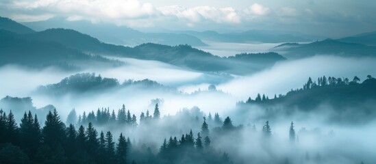 Majestic Shrouded Mountains and Enchanting Forest in a White Sea of Clouds
