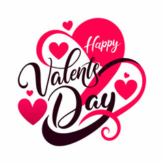 Happy valentine's day on white background. Flat vector.