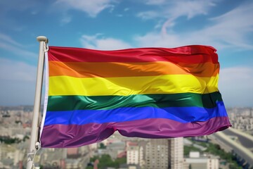 rainbow flag waving in the wind, lgbt symbol, inclusivity, tollerance