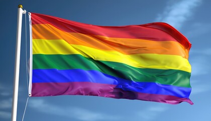 rainbow flag waving in the wind, lgbt symbol, inclusivity, tollerance