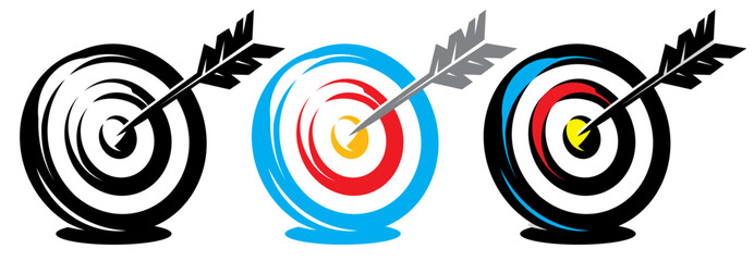 A set of three targets with arrows in the center. Templates for design. Element for layout