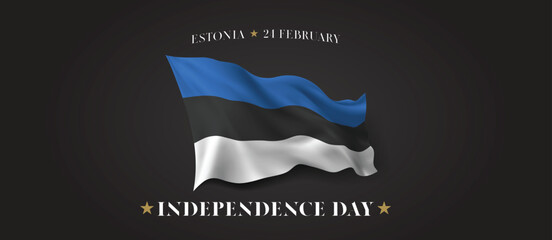 Estonia independence day vector banner, greeting card