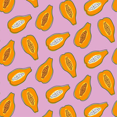 Abstract papayas summer vibes vector seamless pattern