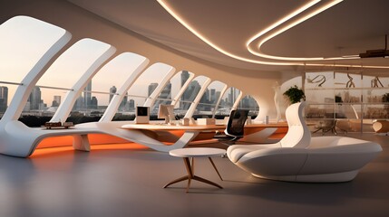 Fototapeta na wymiar modern and futuristic office 