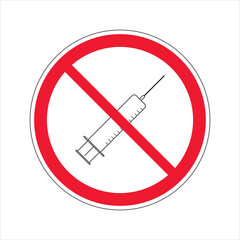Prohibition sign. No Drugs. Drug free area. Vector illustration.