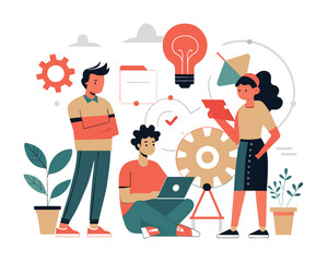 Business team meeting in office concept business team discussing ideas for startup	
Category	
People