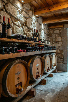 The wine cellar with wine-cask