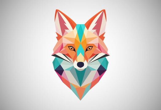 Geometric fox logo design vector illustration. Animal logo