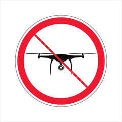 Prohibition sign. Flying drones is prohibited. Drone prohibited sign.