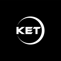 KET letter logo design with black background in illustrator, cube logo, vector logo, modern alphabet font overlap style. calligraphy designs for logo, Poster, Invitation, etc.