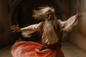Obraz na płótnie Canvas spiritual Indian old man celebrates religious ritual