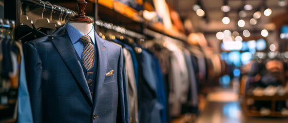 Obraz premium Exquisite men's suits on display, highlighting the elegance and sophistication of classic menswear