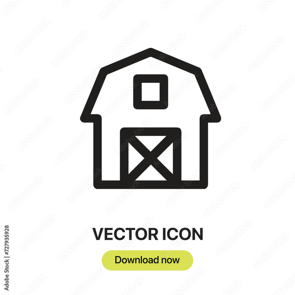 Aufkleber Barn icon vector. Linear-style sign for mobile concept and web design. Barn symbol illustration. Pixel vector graphics - Vector.	
