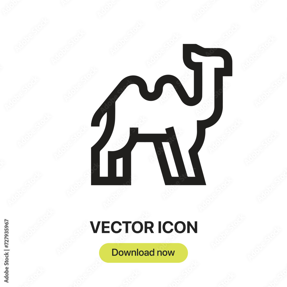 Fototapete camel icon vector. linear-style sign for mobile concept and web design. camel symbol illustration. p