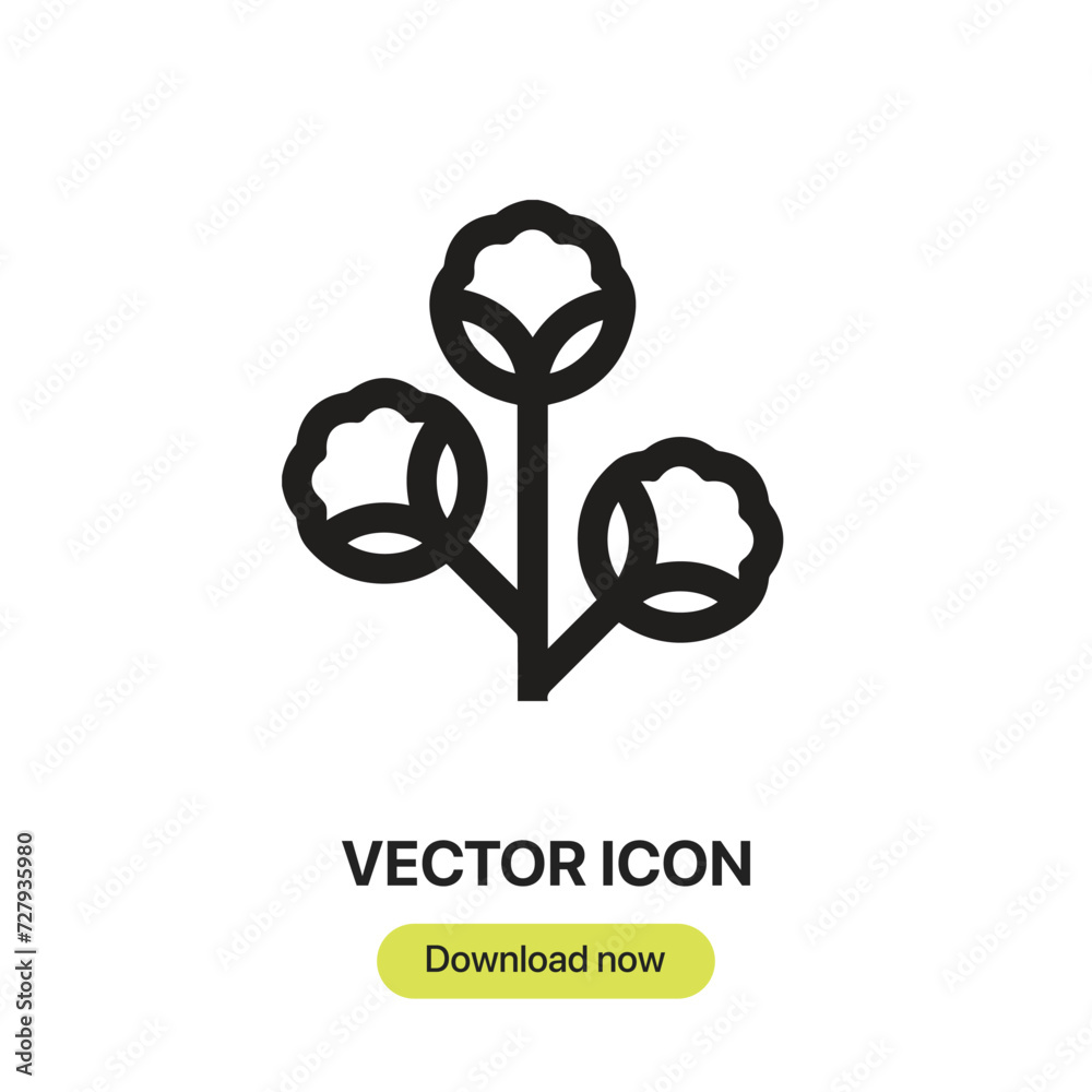 Leinwandbilder cotton icon vector. linear-style sign for mobile concept and web design. cotton symbol illustration.