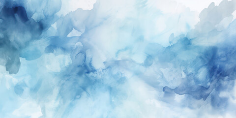 Blue Abstract Watercolor Design: Textured Background with Splash of White Paper and Paint Stain.