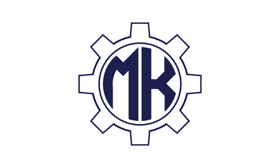 MK initial letter mechanical circle logo design vector template. industrial, engineering, servicing, word mark, letter mark, monogram, construction, business, company, corporate, commercial, geometric