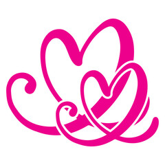 Two hearts in love. Happy Valentine's Day. Vector Illustration isolated on transparent background. PNG