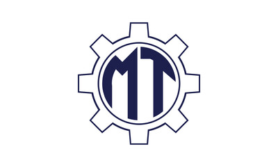 MT initial letter mechanical circle logo design vector template. industrial, engineering, servicing, word mark, letter mark, monogram, construction, business, company, corporate, commercial, geometric
