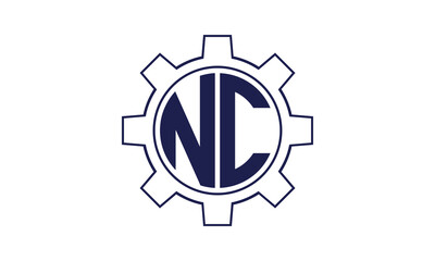 NC initial letter mechanical circle logo design vector template. industrial, engineering, servicing, word mark, letter mark, monogram, construction, business, company, corporate, commercial, geometric