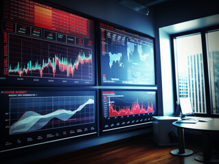 Advanced Trading Floor with Multiple Stock Market Monitors