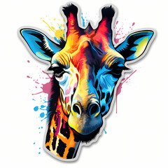 Giraffe Splatter Paint Style Digital Art