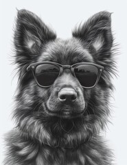 Cool Canine: German Shepherd Puppy with Sunglasses
