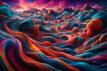 Vibrant waves of color swirling in a surreal dreamscape