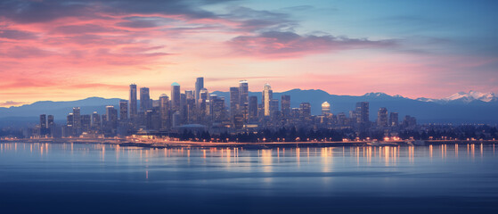 Fototapeta premium Tranquil City Skyline at Dawn