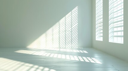 Embrace the purity of design in a minimalist room bathed in light and shadows