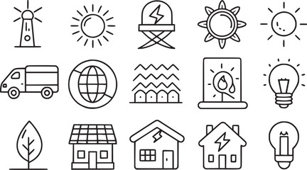 line icons about solar energy