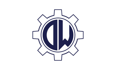 OW initial letter mechanical circle logo design vector template. industrial, engineering, servicing, word mark, letter mark, monogram, construction, business, company, corporate, commercial, geometric