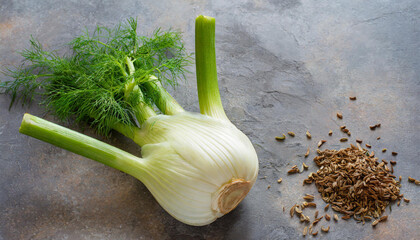 Fennel and fennel cloves, copyspace on a side