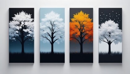Four canvas each depicting different seasons 