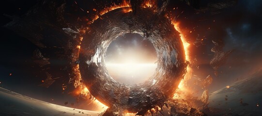 galaxy space light hole, tunnel, fire explosion 18 - obrazy, fototapety, plakaty