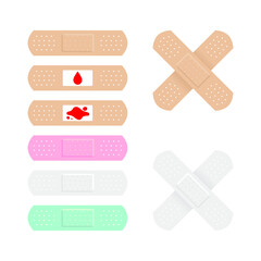 Medical adhesive plasters. Set of isolated vector illustrations