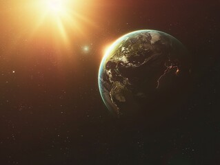 Earth background with sunlight