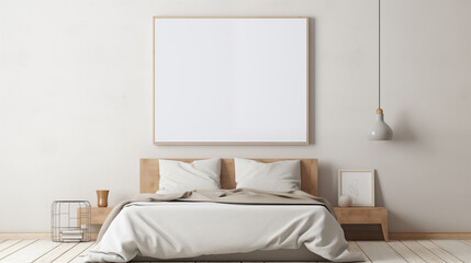 Realistic blank poster on table, Natural light, working space