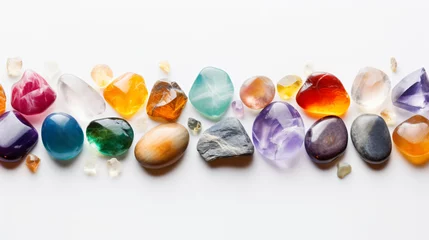 Fototapeten Beautiful colored semi-precious gemstones background. © Insight