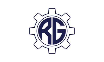 RG initial letter mechanical circle logo design vector template. industrial, engineering, servicing, word mark, letter mark, monogram, construction, business, company, corporate, commercial, geometric