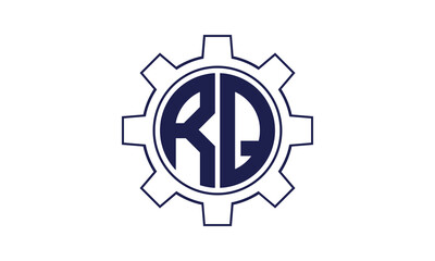 RQ initial letter mechanical circle logo design vector template. industrial, engineering, servicing, word mark, letter mark, monogram, construction, business, company, corporate, commercial, geometric