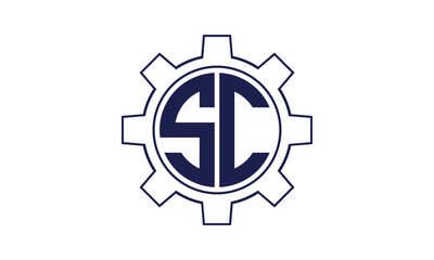 Obraz premium SC initial letter mechanical circle logo design vector template. industrial, engineering, servicing, word mark, letter mark, monogram, construction, business, company, corporate, commercial, geometric