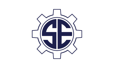 SE initial letter mechanical circle logo design vector template. industrial, engineering, servicing, word mark, letter mark, monogram, construction, business, company, corporate, commercial, geometric