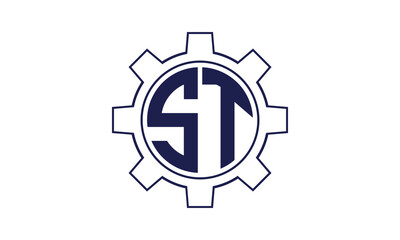 Obraz premium ST initial letter mechanical circle logo design vector template. industrial, engineering, servicing, word mark, letter mark, monogram, construction, business, company, corporate, commercial, geometric